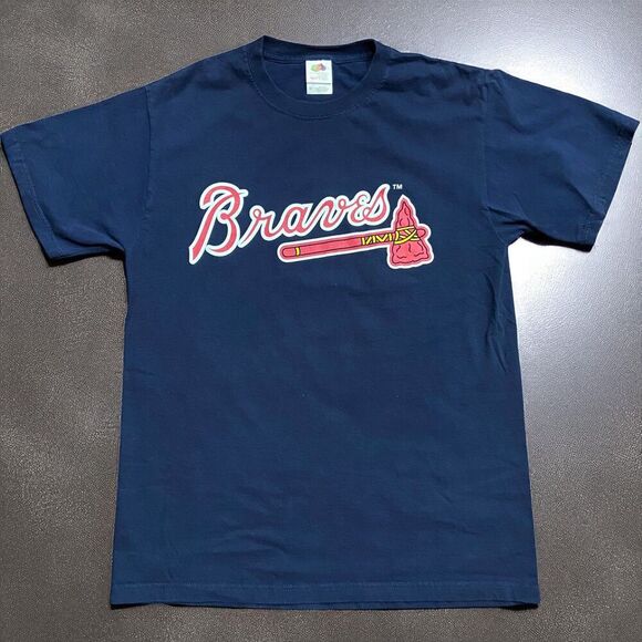 Fruit Of The Loom MLB Atlanta Braves Navy Red CHOA Graphic Tee Men's Medium - Picture 1 of 7